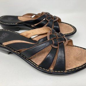 Sofft Women's Black Leather Slip On Sandals - Size 8.5 M